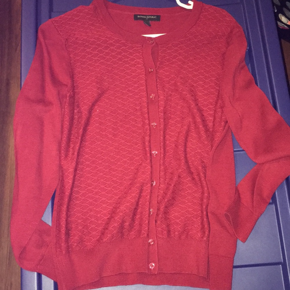 Cranberry colored cardigan